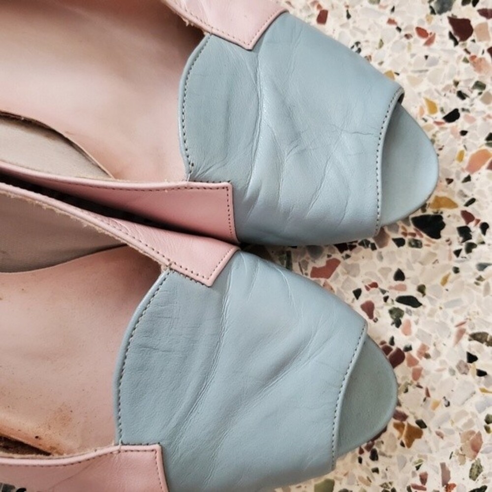 Vintage 80s Cottagecore pastel leather flats 9N - Picture 3 of 13